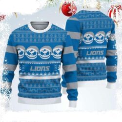 Detroit Lions Ugly Christmas Sweater – Jack Skellington Face Edition - available at - rugbyfanstore.com