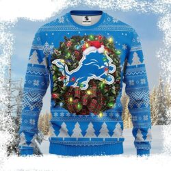 Detroit Lions Ugly Christmas Sweater – Laurel Wreath Design For Him - available at - rugbyfanstore.com