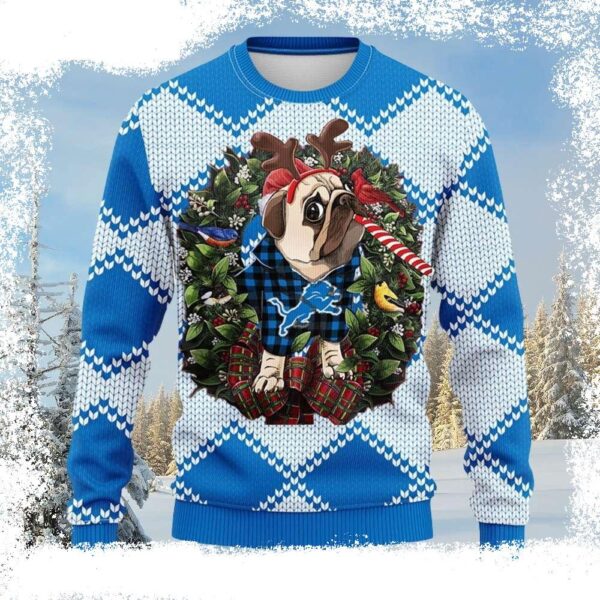 Detroit Lions Ugly Christmas Sweater – Pub Dog Graphic Edition - available at - rugbyfanstore.com