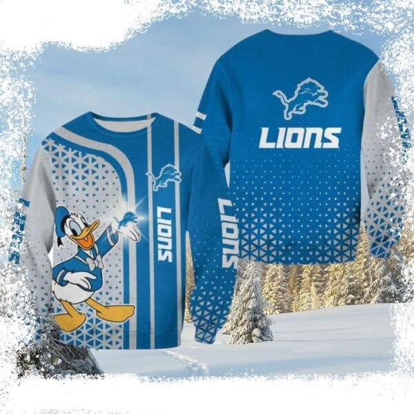 Detroit Lions Ugly Christmas Sweater With Unique Donald Graphic - available at - rugbyfanstore.com