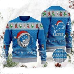 Detroit Lions Ugly Sweater – Grateful Dead Skull And Bears Graphics - available at - rugbyfanstore.com