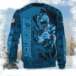 Detroit Lions Ugly Sweater – Honolulu Blue Camo Pattern For Fans - available at - rugbyfanstore.com