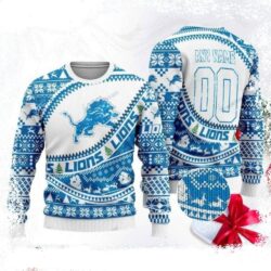 Detroit Lions Ugly Sweater With Logo Print And Christmas Atmosphere - available at - rugbyfanstore.com