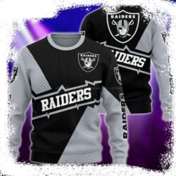 Diagonal Stripes Las Vegas Raiders Ugly Christmas Sweater – Cozy Gift for Fans - available at - rugbyfanstore.com