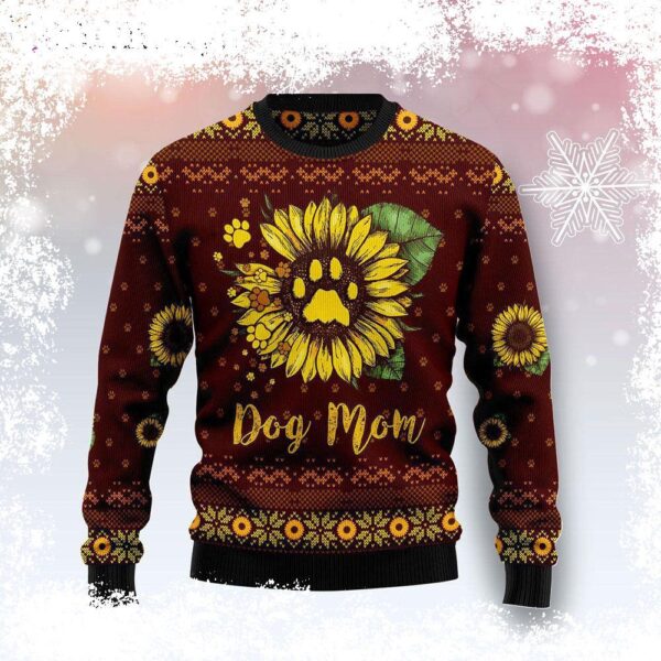 Dog Mom Sunflower Best Gift Ugly Christmas Sweater – Gifts For Dog Lovers - available at - rugbyfanstore.com