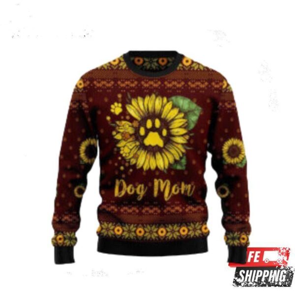 Dog Mom Sunflower Best Gift Ugly Christmas Sweaters - available at - rugbyfanstore.com