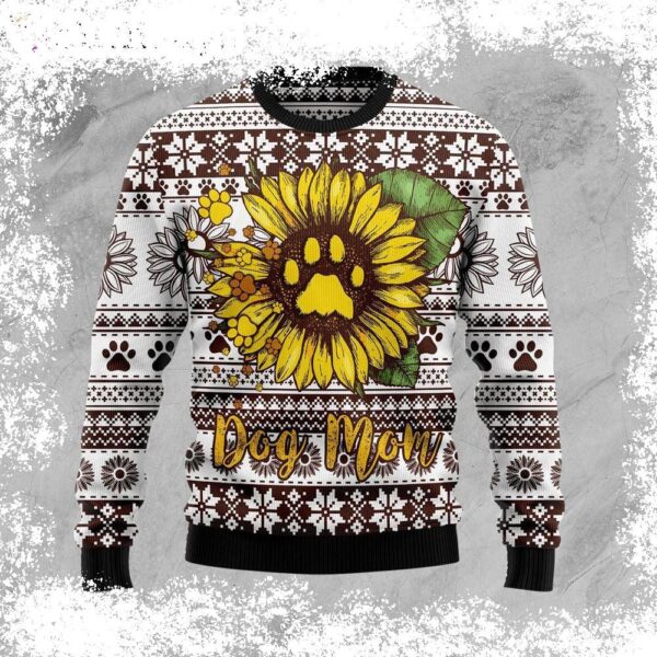 Dog Mom Sunflower Ugly Christmas Sweater – Xmas Gifts For Dog Lovers – Gift For Christmas - available at - rugbyfanstore.com