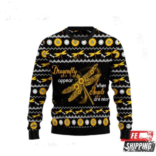 Dragonfly Sunflower Ugly Christmas Sweaters - available at - rugbyfanstore.com