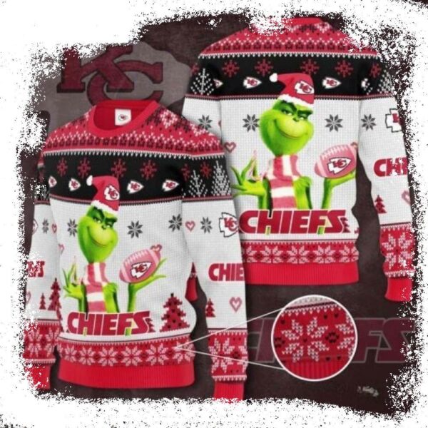 Embrace The Holiday Spirit – Kansas City Chiefs And The Grinch Sweater - available at - rugbyfanstore.com