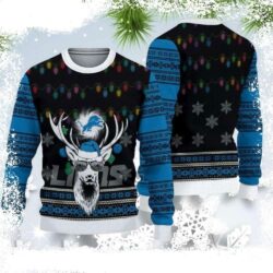 Festive Detroit Lions Reindeer Ugly Christmas Sweater Unique Gift For Fans - available at - rugbyfanstore.com