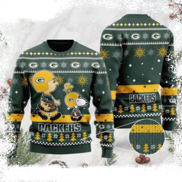 Funny Charlie Brown Peanuts Snoopy – Green Bay Packers Ugly Christmas Sweater - available at - rugbyfanstore.com