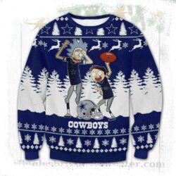 Funny Dallas Cowboys Rick Morty All Over Print Ugly Christmas Sweater - available at - rugbyfanstore.com