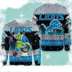 Funny Detroit Lions Grinch Sits On Lions Toilet Helmet Ugly Sweater - available at - rugbyfanstore.com