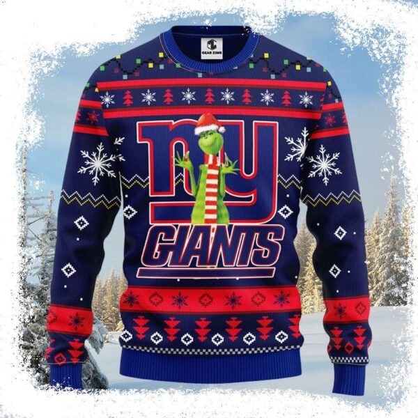 Funny Grinch Graphics Ny Giants Ugly Christmas Sweater - available at - rugbyfanstore.com