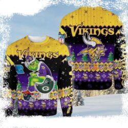 Funny Grinch Sits On Minnesota Vikings Toilet Helmet Ugly Christmas Sweater - available at - rugbyfanstore.com