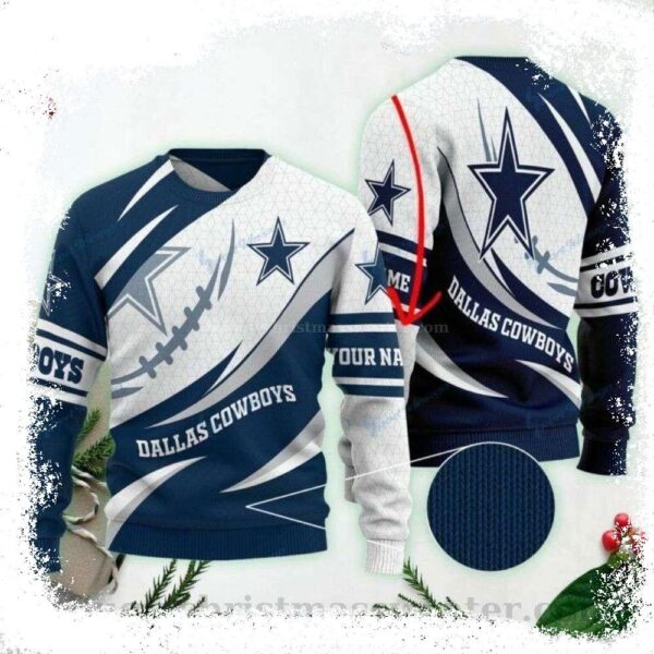 Get Festive With Cowboys Logo Print Ugly Christmas Sweater – Must - available at - rugbyfanstore.com