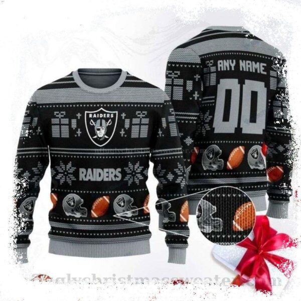 Gift Boxes And Snowflakes Raiders Ugly Christmas Sweater – Ideal Gift for Fans - available at - rugbyfanstore.com