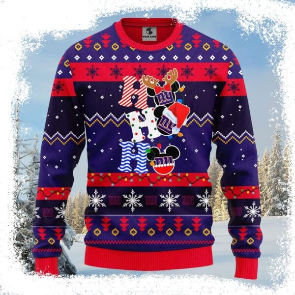 Gifts for Ny Giants Fans – Ho Ho Ho Mickey Christmas Ugly Sweater - available at - rugbyfanstore.com