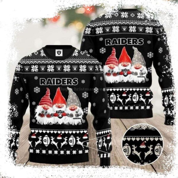 Gnomes De Noel Oakland Raiders Ugly Christmas Sweater – Gift For Him - available at - rugbyfanstore.com