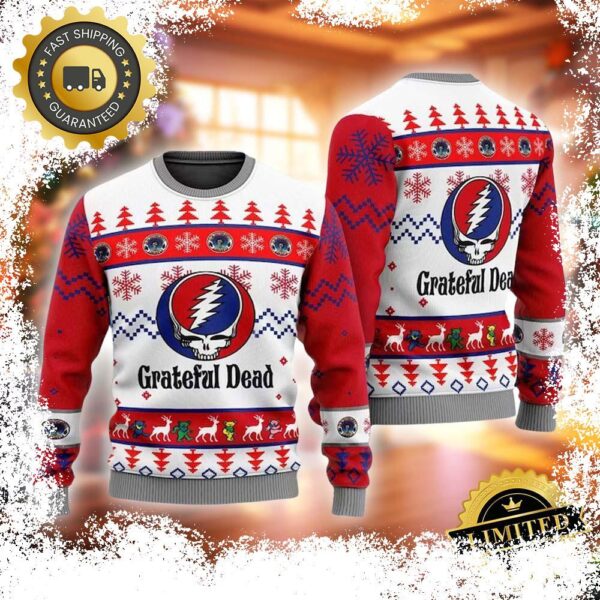 Grateful Dead Rock Band Christmas 3D Ugly Sweater Ugly Christmas Sweater Gift For Holiday - available at - rugbyfanstore.com