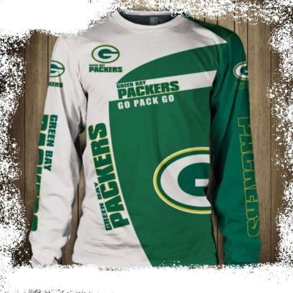 Green Bay Packers Go Pack Go Simple White Green Ugly Christmas Sweater - available at - rugbyfanstore.com