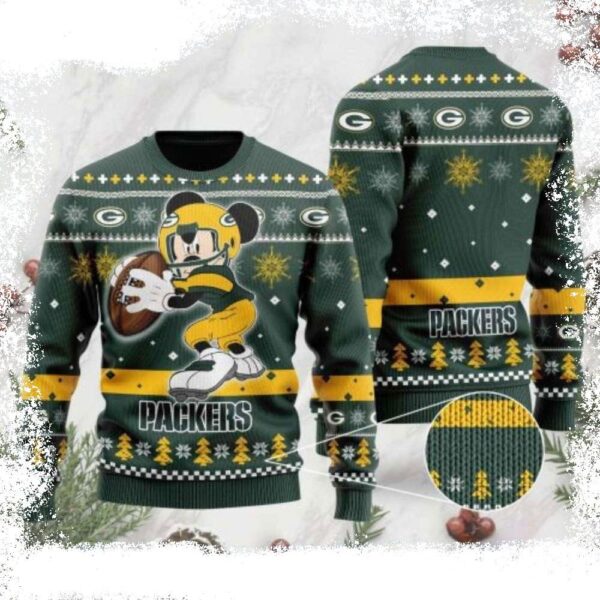 Green Bay Packers Mickey Mouse Holiday Ugly Xmas Sweater - available at - rugbyfanstore.com