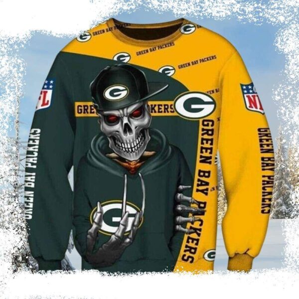 Green Bay Packers Skeleton Graphics Sweater – Festive And Eerie - available at - rugbyfanstore.com