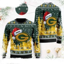 Green Bay Packers Symbol Wearing Santa Claus Hat Ugly Christmas Sweater - available at - rugbyfanstore.com