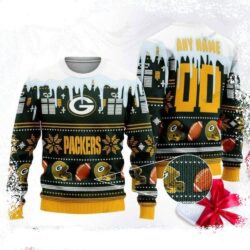 Green Bay Packers Ugly Christmas Sweater With Playful Snow Graphics - available at - rugbyfanstore.com