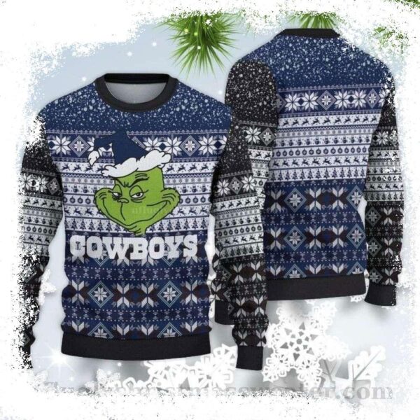 Grinch Disney – Dallas Cowboys Ugly Christmas Sweater – Men’s Cowboys Sweater - available at - rugbyfanstore.com