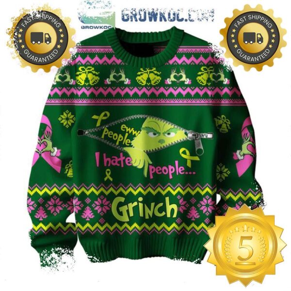 Grinch I Hate People Eww People Christmas Ugly Sweater Green - available at - rugbyfanstore.com