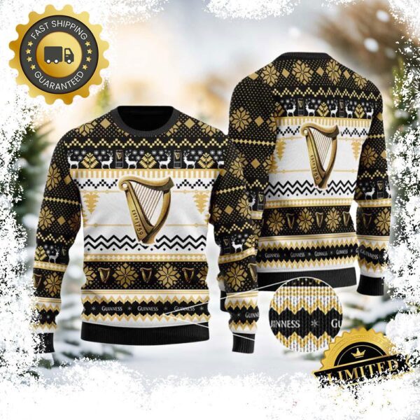 Guinness Beer Pattern Snowflake Ugly Christmas Sweater - available at - rugbyfanstore.com