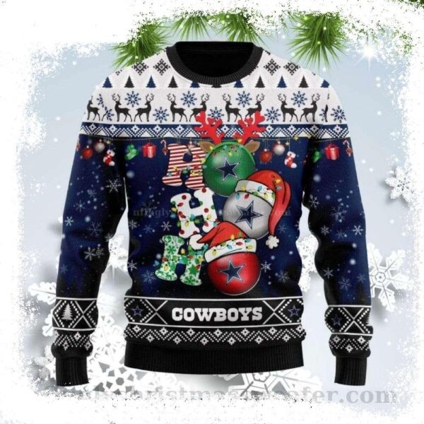 Ho Ho Ho Cowboys All Over Print Ugly Christmas Sweater - available at - rugbyfanstore.com