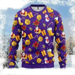 Holiday Spirit In Purple And Gold – NFL Vikings Santa Snowman Christmas Sweater - available at - rugbyfanstore.com