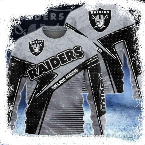 Horizontal Stripes And Polka Dots Oakland Raiders Ugly Christmas Sweater – Perfect Gift for Him - available at - rugbyfanstore.com