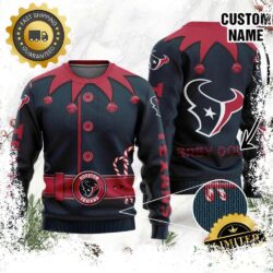 Houston Texans Ugly Sweater Custom Name NFL Football Gift For Holiday - available at - rugbyfanstore.com