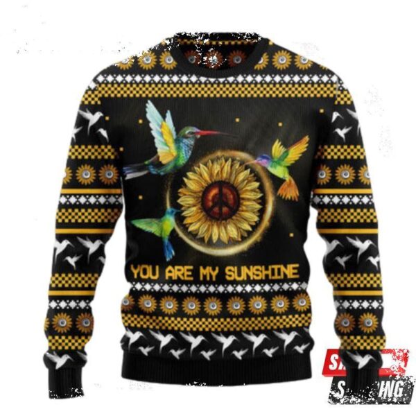 Hummingbird Sunflower Ugly Christmas Sweaters - available at - rugbyfanstore.com