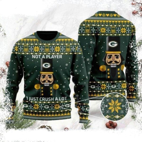 I Am Not A Player I Just Crush Alot Packers Ugly Christmas Sweater - available at - rugbyfanstore.com