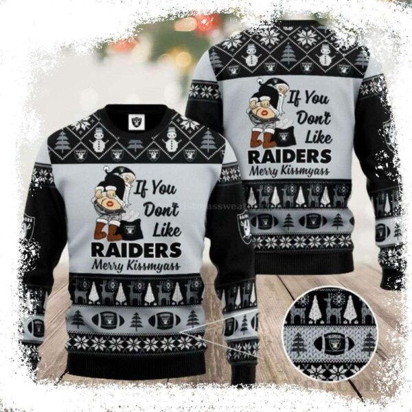 If You Dont Like Raiders Merry Kissmyass Ugly Christmas Sweater – Gift For Fans - available at - rugbyfanstore.com