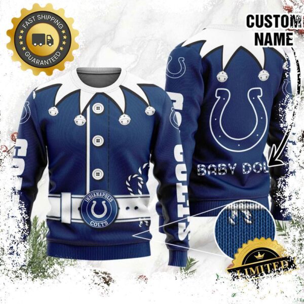 Indianapolis Colts Ugly Sweater Custom Name NFL Football Gift For Holiday - available at - rugbyfanstore.com