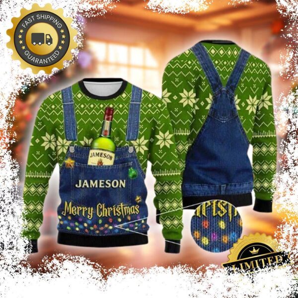 Jameson Whiskey Brand Merry Christmas Xmas Wool Knitted Ugly Sweater - available at - rugbyfanstore.com