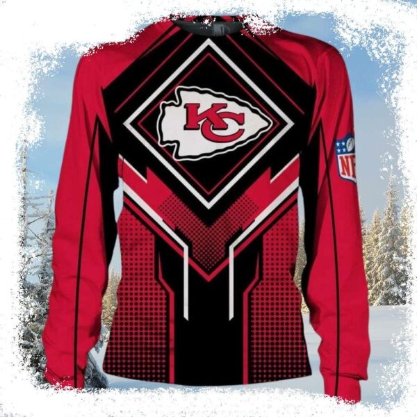 Kansas City Chiefs Gifts For Fans – Black And Red Pattern Ugly Christmas Sweater - available at - rugbyfanstore.com