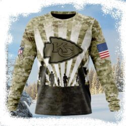 Kansas City Chiefs Logo Honor Veterans Ugly Christmas Sweater - available at - rugbyfanstore.com