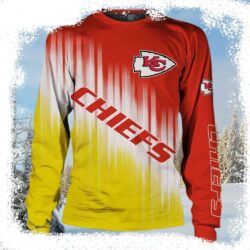 Kansas City Chiefs Logo Print Ugly Christmas Sweater In Vibrant Orange Yellow - available at - rugbyfanstore.com