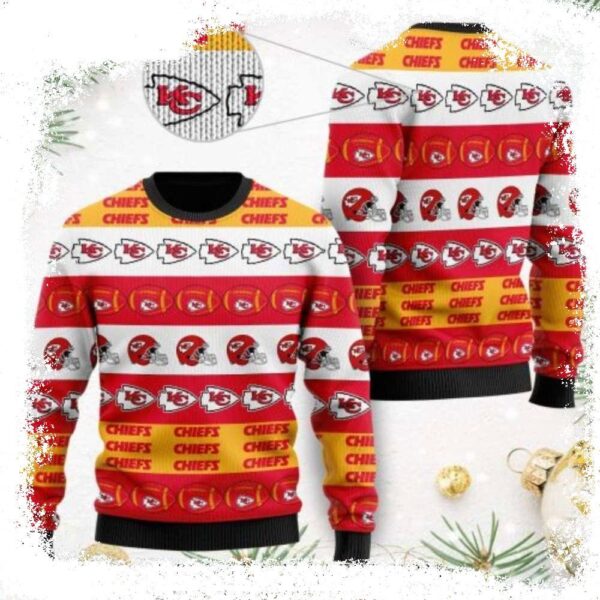 Kansas City Chiefs Logo Print Ugly Christmas Sweater – NFL Helmet Symbols - available at - rugbyfanstore.com