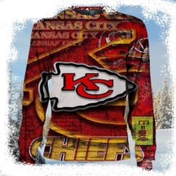 Kansas City Chiefs Logo Print Ugly Christmas Sweater With Sharp Textures - available at - rugbyfanstore.com