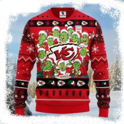 Kansas City Chiefs Ugly Christmas Sweater – Festive 12 Grinch Xmas Day Design - available at - rugbyfanstore.com