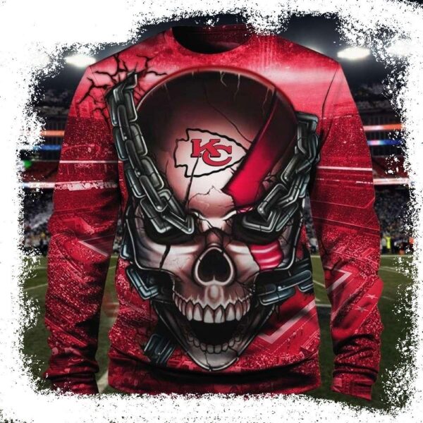 Kansas City Chiefs Ugly Christmas Sweater – Skull Logo Design - available at - rugbyfanstore.com