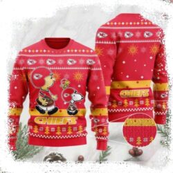 Kansas City Chiefs Ugly Christmas Sweater With Charlie Brown Peanuts Snoopy - available at - rugbyfanstore.com