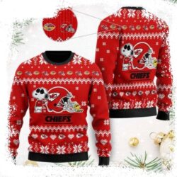 Kansas City Chiefs Ugly Christmas Sweater With The Snoopy Design - available at - rugbyfanstore.com